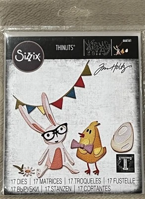 Tim Holtz "VAULT BUNNY + CHICK" 17 Dies Sizzix Thinlits Cutting Dies #666561 NEW - Image 1 of 2