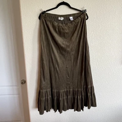 Falda Coldwater Creek Marrón Chocolate Steampunk Imitación Gamuza Bruja Capricho L Foto 1 de 4