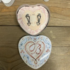 Brighton Heritage Herz Ohrringe neu in Dose Romantik baumelnde Kordel silber schwarz - Bild 1 von 3