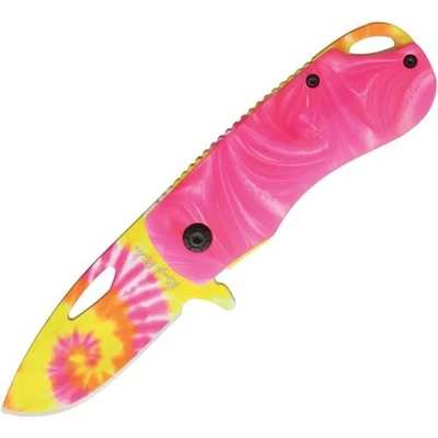 Rough Rider Pink Tie Dyed Linerlock Assisted Opening Knife - Image 1 of 2