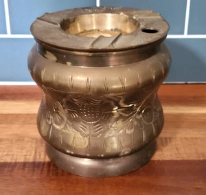 Vintage India Ashtray/Cigarette Holder/Dispenser Etched Brass With Floral Design - Picture 1 of 9