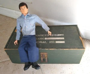 Gi Joe Vintage Man Of Action Figur Blue Eyes Adventure Team 1970 + Footlocker - Bild 1 von 10