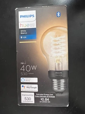Philips Hue Amber Single Filament A19/E26 Smart Edison LED Bulb 530 Lumen 1773/O - Image 1 of 4