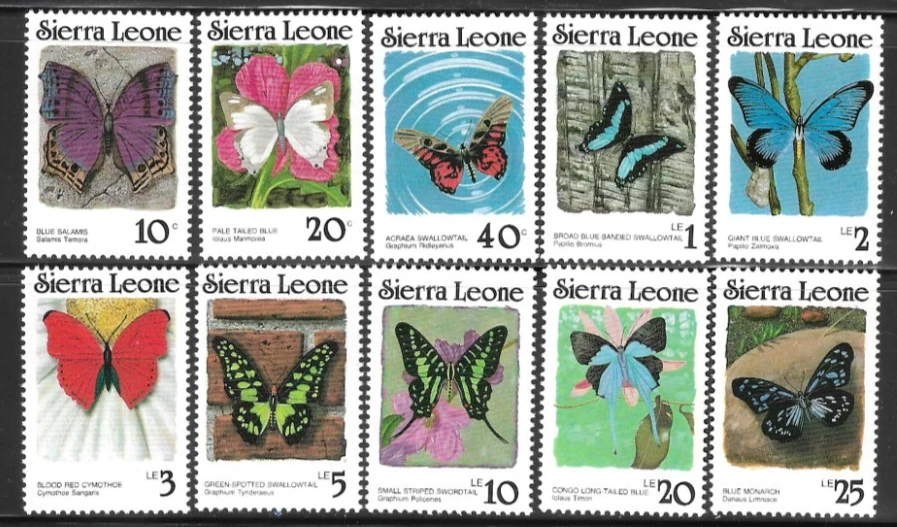 Estampillas de Sierra Leona 1987 SC# 859-868 mariposas MNH Foto 1 de 2