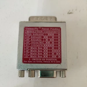 HD15 VGA Monitor Female to DB15 MAC Male Converter Adapter w/ Dip Switches Red - Picture 1 of 5