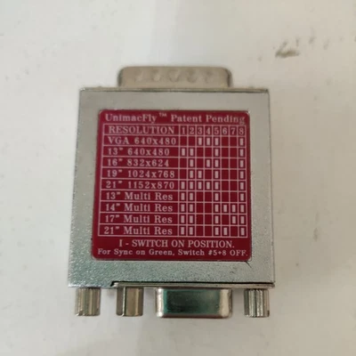 HD15 VGA Monitor Female to DB15 MAC Male Converter Adapter w/ Dip Switches Red - Image 1 of 4