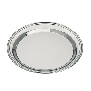 kleines rundes glänzendes versilbertes Tablett Ø 21.5 cm - Bild 1 von 1