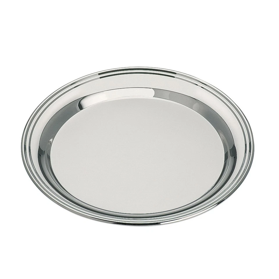 kleines rundes glänzendes versilbertes Tablett Ø 21.5 cm - Bild 1 von 1