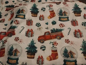 Christmas  Novelty Puckered Polyester Fabric 70" X 34" - Picture 1 of 9