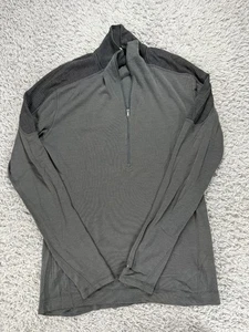 Smartwool Sweater Mens Large Grey Quarter Zip 1/4 Pullover Wool Base Layer Logo - Picture 1 of 9