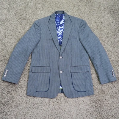 Chaqueta Abrigo Deportivo Robert Graham Blazer Para Hombre 38 Gris Rayas Dos Botones Foto 1 de 4