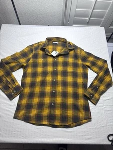 NEW Sonoma YellowPlaid Super Soft Flannel Shirt Mens Large Long Sleeve Button Up - Picture 1 of 9