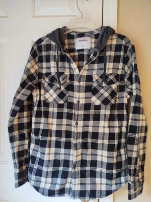 Camisa con Capucha Sonoma Negra Blanca Franela Hombres Talla S Mujer M 2 Bolsillos Laterales Foto 1 de 4