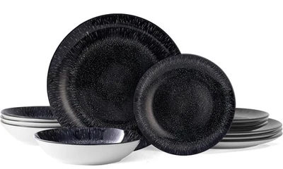 盘子和碗套装,12 件圆形瓷器餐具套装、餐具、盘子... — 第 1/4 张图片