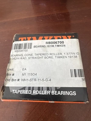 Timken Bearing 19138 M8006700 NOS Tapered Roller Bearing - Image 1 of 4