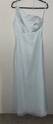 Nuevo con etiquetas Vestido de Dama de honor Alfred Angelo Verde Menta Maxi Cuentas Un Hombro 10 Vestido Foto 1 de 4