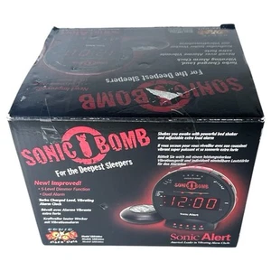 Sonic Alert Sonic Bomb SBB500ss Vibrating Alarm Clock | Black NEW NOB Open Box! - Picture 1 of 3