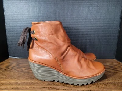 Fly London Chestnut Brown Yuma Yama Wedge Boot 9.5 /40 Booties - Image 1 of 4