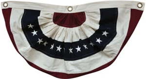 American Patriotic Natural 30" Bunting Embroidered Stars Heavy Cotton - Picture 1 of 3