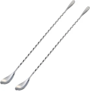 Bar Spoon Cocktail Mixing Stirrers for Drink, Stainless Steel 12 Inches Long Han - Picture 1 of 12