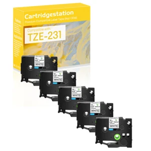 5 piezas para etiqueta Brother P-touch PT-H110 negra sobre blanca cinta de 12 mm TZ-231 TZe-231 - Imagen 1 de 9