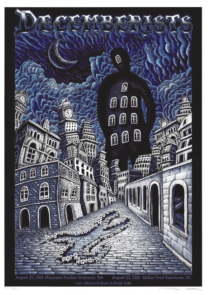 MINT & SIGNED Decemberists Vancouver 2011 EMEK Silkscreen A/P Poster 21/25 - Image 1 of 1