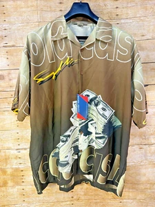NATURAL IDENTITY COLD CASH BUTTON UP HAWAIIAN MONEY SHIRT TAN MEN'S XL ⭐️NEW⭐️ - Picture 1 of 11