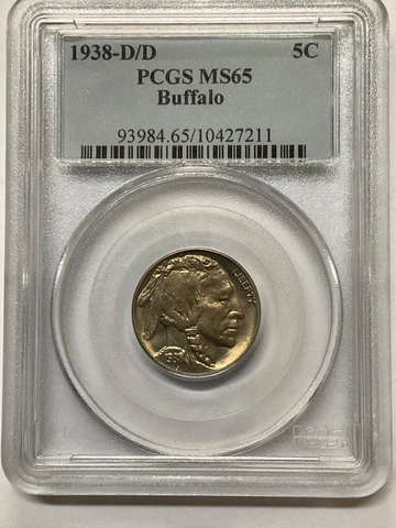 1938 D/D BUFFALO NICKEL 50C PCGS MS65 TONE 10427211 Cover