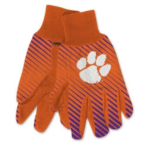 Clemson Tigers Gloves Non Slip Work Utility Adult NCAA College Sports Palm Grip Cover