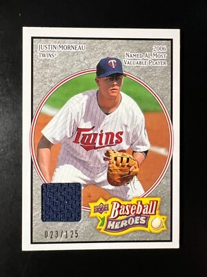 2008 Upper Deck Heroes Jersey Black #100 Justin Morneau #'d 23/125 Twins - Image 1 of 2