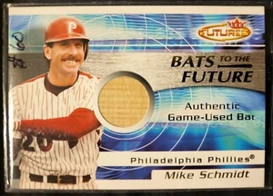 2001 FLEER FUTURES MIKE SCHMIDT PHILLIES BATS TO THE FUTURE GAME USED BAT CARD - Picture 1 of 2