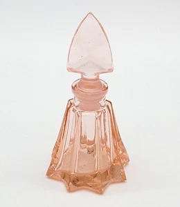 Vintage Parfum Flakon mit Stopfen Glas Pink Starburst Pfirsich 4,5" hoch - Bild 1 von 12