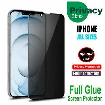 Privacy Tempered Glass Screen Protector For iPhone 16 15 14 13 12 17 Pro Max XR - Image 1 of 4