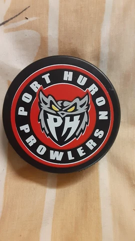 2018-19 Port Huron Prowlers (Federal Hockey League) official game used puck Cover