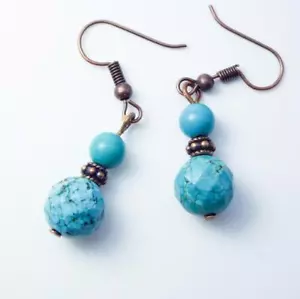 Pendientes colgantes con cuentas turquesa cobre Cynthia Lynn "LA SIERRITA" - Imagen 1 de 1
