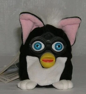 Furby Keychain Pouch Plush Tuxedo Blue Eyes 1999 Tiger Electronics NWT   - Picture 1 of 5
