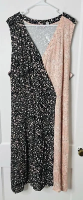 Isaac Mizrahi Midi 连衣裙 3X Cottagecore Whimsigoth 花卉弹力 90 年代波西米亚腰带 — 第 1/4 张图片