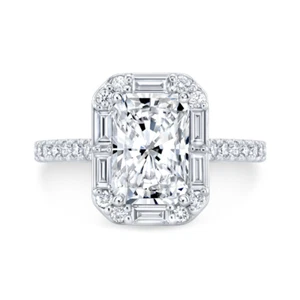 Platinum 950 Lab Grown Radiant Cut Diamond Engagement Ring 1.80 Ct IGI - Picture 1 of 11