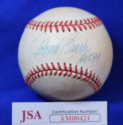 Johnny Bench HOF 89 JSA COA Autograph National League Signed Baseball 1 - Image 1 of 2