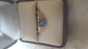 ESTATE AVON TOPAZ ENAMEL STERLING SILVER RING SIZE 7 1/2 - Bild 1 von 6