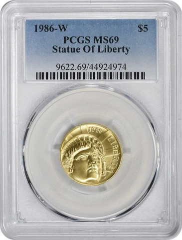 1986-W Statue of Liberty Commemorative $5 Gold MS69 PCGS Cover