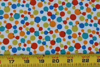 18" Long, Colorful Molecules on White Quilt Cotton, Michael Miller, P5256 - Image 1 of 4
