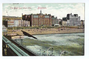 The Front and West Pier Postcard Brighton East Sussex England c1906 - Picture 1 of 2