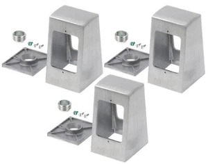 3-Pack Brushed Aluminum Double Faced Pedestal Outlet Box | R58-1020 - Picture 1 of 7