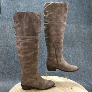 Rampage Boots Womens 9.5 M Tanto Tall Knee High Brown Faux Leather Zipper Heels - Picture 1 of 16