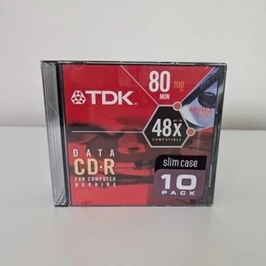 NEW CD-R Disc TDK Slim Case 10 Pack Data Storage 80 Minutes 700 MB 48x - Picture 1 of 1