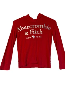 Abercrombie & Fitch red hooded top long sleeve girl's size 7/8 viscose - Picture 1 of 3