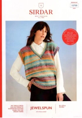 Sirdar Jewelspun Chunky Knitting Pattern - 10700 Slipover Vest - Image 1 of 4