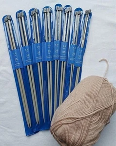 SINGLE POINT KNITTING NEEDLES METAL 35CM CRAFT YARN NEEDLES 4 5 6 7 mm BOXED - Picture 1 of 8