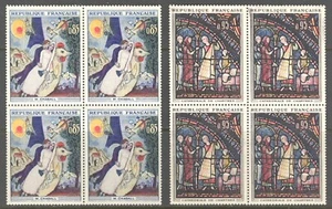 FRANCE 1963, ART, PAINTINGS, Scott 1076--1077, BLOCKS OF 4, MNH - Picture 1 of 1